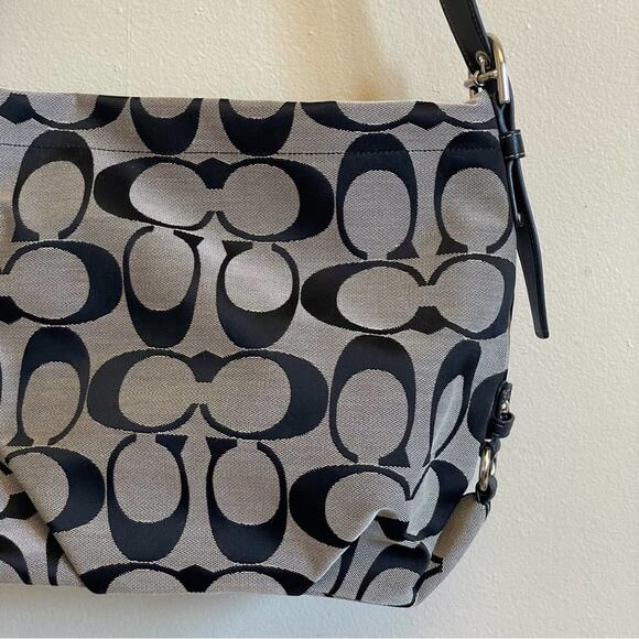 Coach NWT shoulder bag purse black silver tote preppy logo academia - Picture 9 of 10